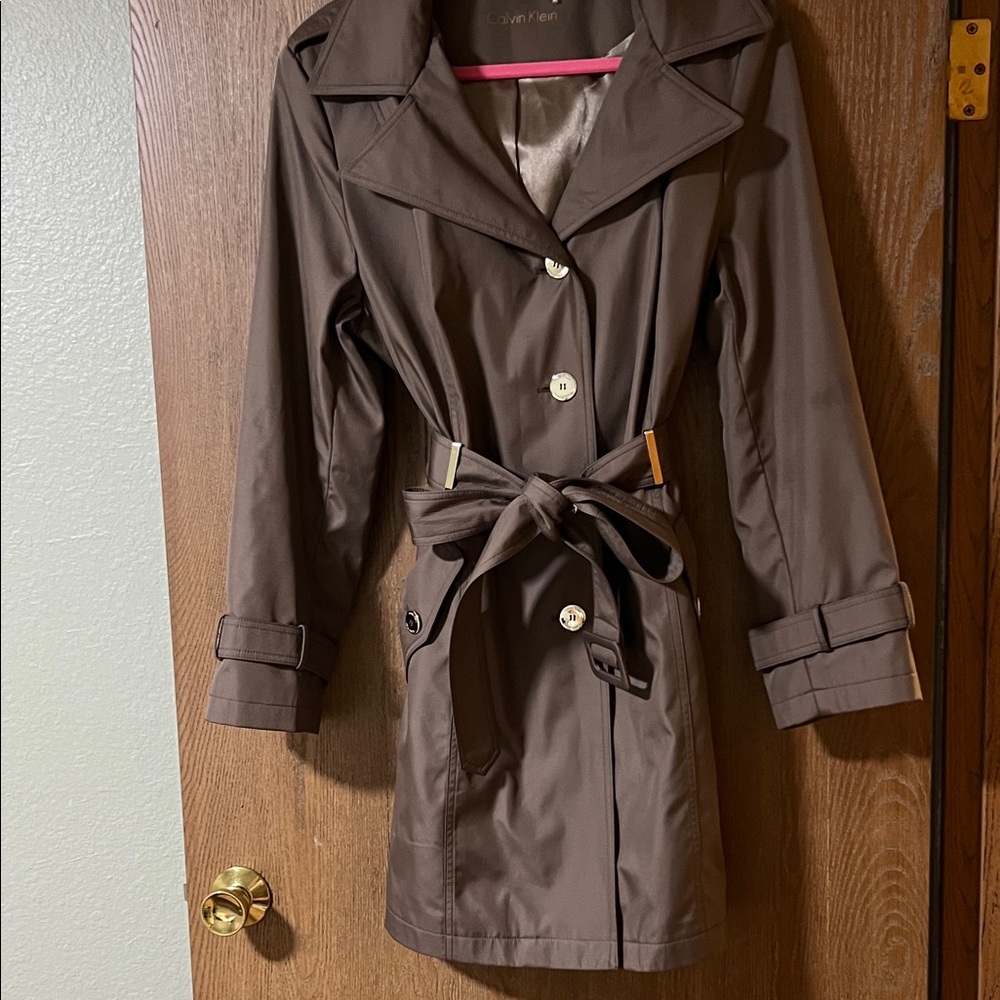 Calvin Klein Women's Taupe/ Chocolate Color Trench Coat